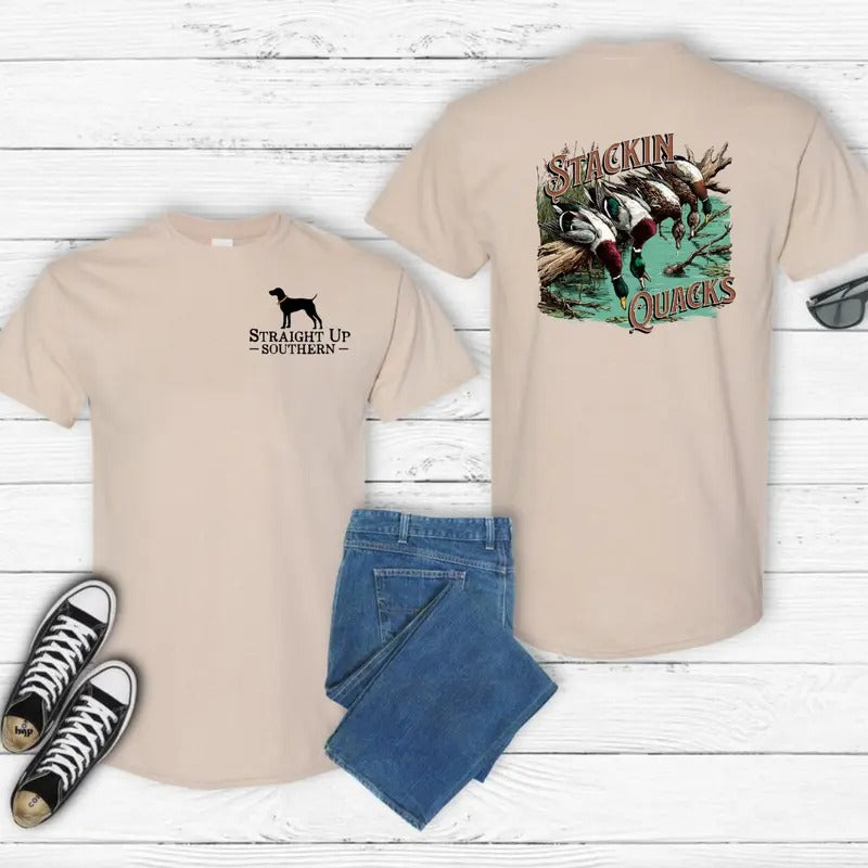 Stackin' Quacks Both Sides Gildan-Unisex T-Shirt Cotton Fabric