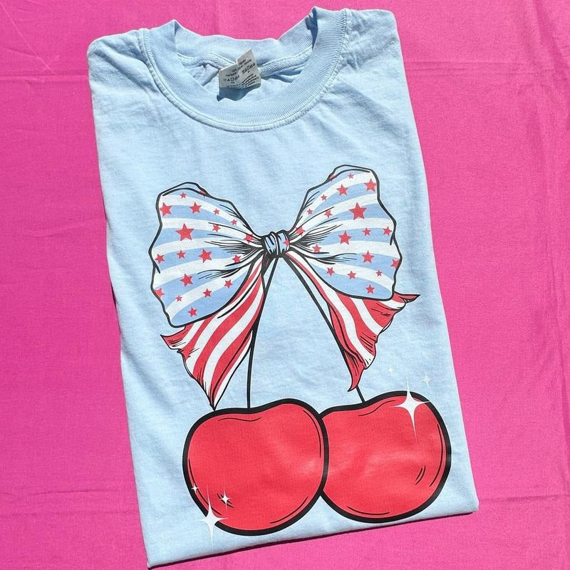 Star Spangled Cherry Coquette Comfort Colors T-Shirt 'NLB'