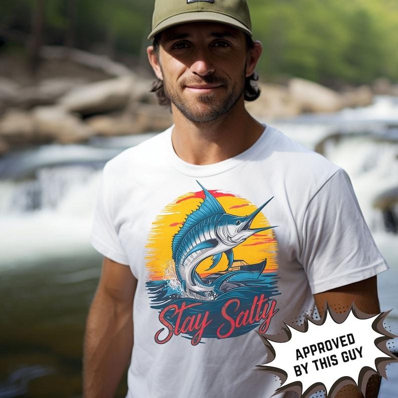 Stay Salty T shirt, MArlin Hoodie, Sea fishing T Shirt, funny fishing Shirt,| sea fishing design, funny sea fishing shirt, Sailfish