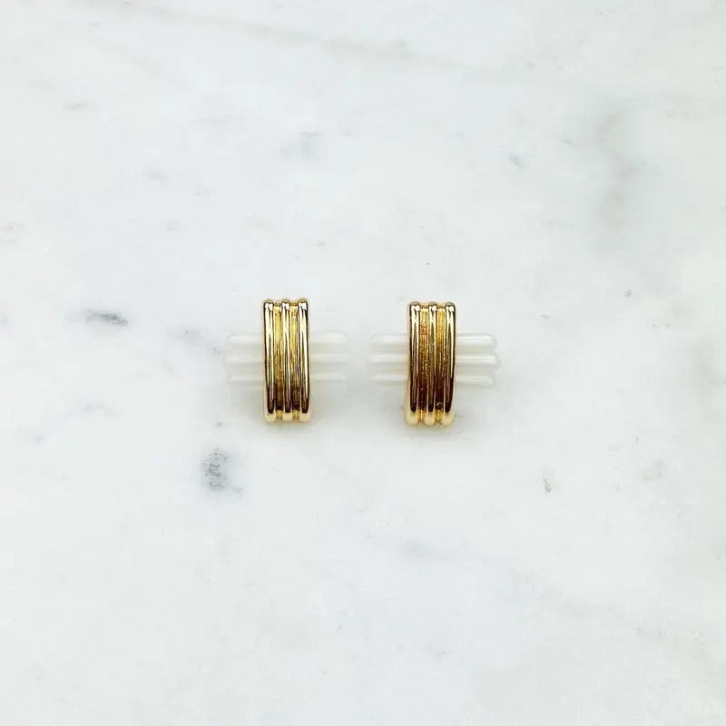 Stone + Metal Crisscross Earrings