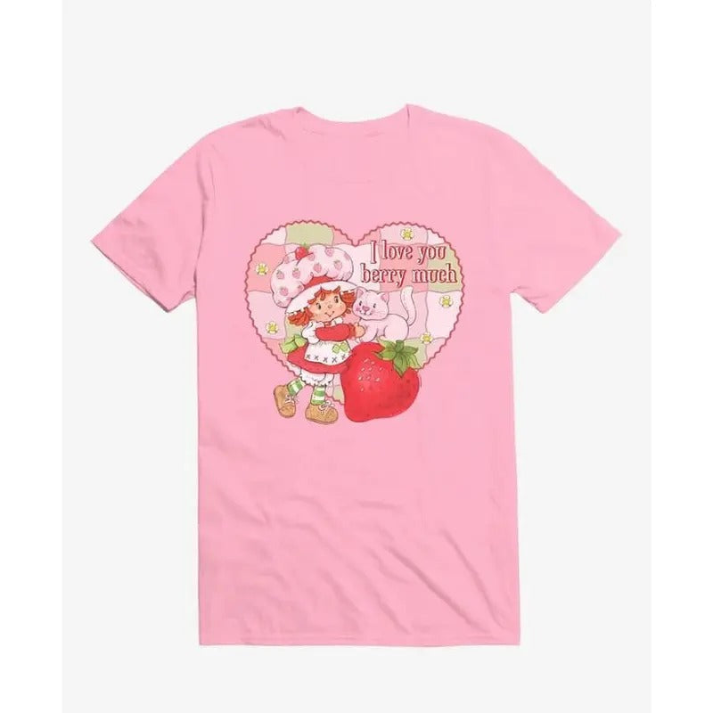 Strawberry Shortcake & Custard I Love You Berry Much T-Shirt, Strawberry Shortcake Shirt, Summer Outfits 2024, Halloween Gift, Christmas