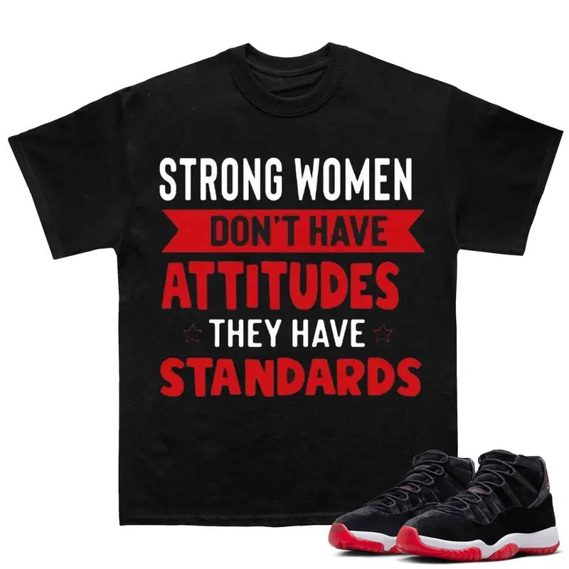 Strong Man Match 11s Bred Velvet Sneakers Outfits, Fitted Graphic Tee Cotton T-shirt, Perfect for Y2K, Streetwear, Rap Crewneck