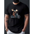 Stylish Moose Creative Print T-Shirt - Men's Casual Crew Neck Short Sleeve Summer Fashion Top - Modern Streetwear Style with Comfortable Fabric and Relaxed Fit Made In USA