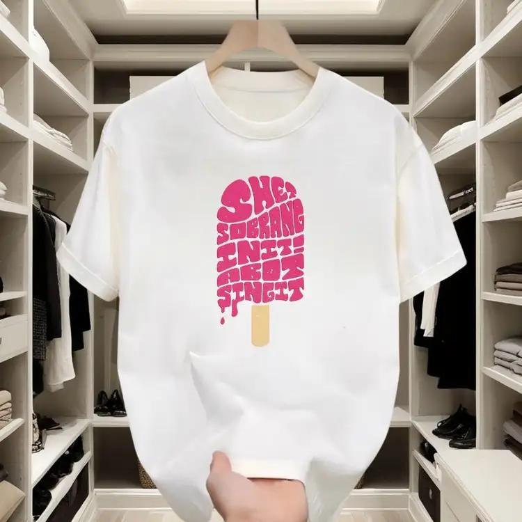 Summer - trendy Graphic Tee |   Eye - catching Ice - cream Lettering, Great for Beach & City Walks