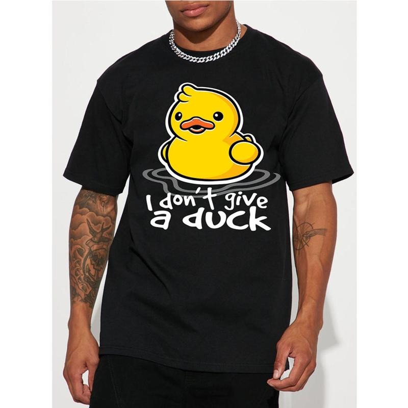 Summer Cartoon Spider Print Crew Neck Short Sleeves T-Shirts for Men - Relaxed Fit, Breathable Fabric, and Vibrant Colors - Funny "I Don't Give A Duck" Graphic Tee for Casual Outings made in usa