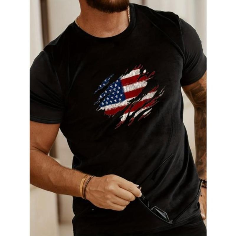 Summer Casual Men's T-shirt - USA Flag Design, Breathable & Durable, Perfect Gift Idea Made In USA