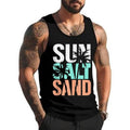 Sun Salt Sand Funny Summer Beach Vacation Palm Lover Unisex Tank Top, Cotton, Size S-3XL