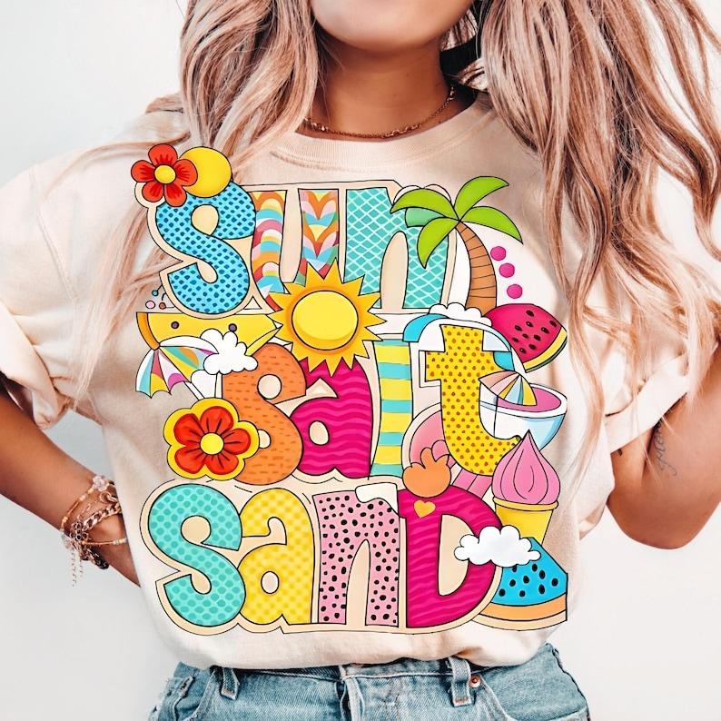 Sun Salt Sand Retro Beach Checkered Summer Beach Vibes Shirt T-Shirtstyle{n002}2