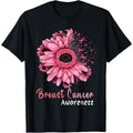 Sunflower Breast Cancer Awareness Pink Ribbon In October T-Shirt Made in USA