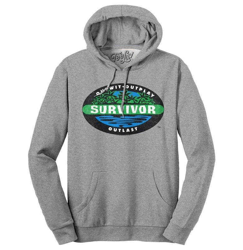 Survivor Outwit Outplay Outlast Logo Hooded Sweatshirt - Oxford Gray