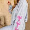 Sweet Fling Grey Bow Pullover