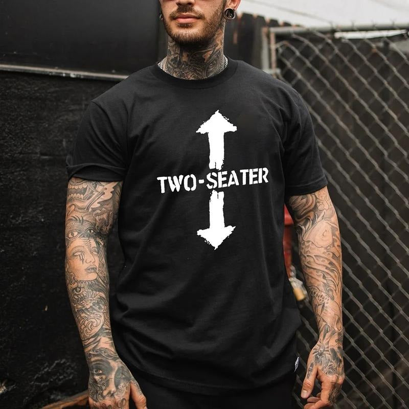 TWO-SEATER Double Arrow Simple Casual Graphic Print T-shirt -  Sweatshirt - Hoodie, Naughty Clothes Men Cotton, Funny Shirt, Streetwear Menswear