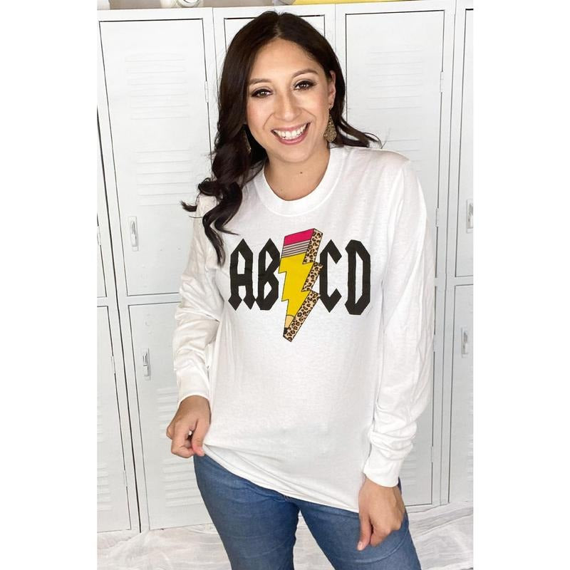 Teacher ABCD Pencil Lightning Bolt Longsleeve Shirt