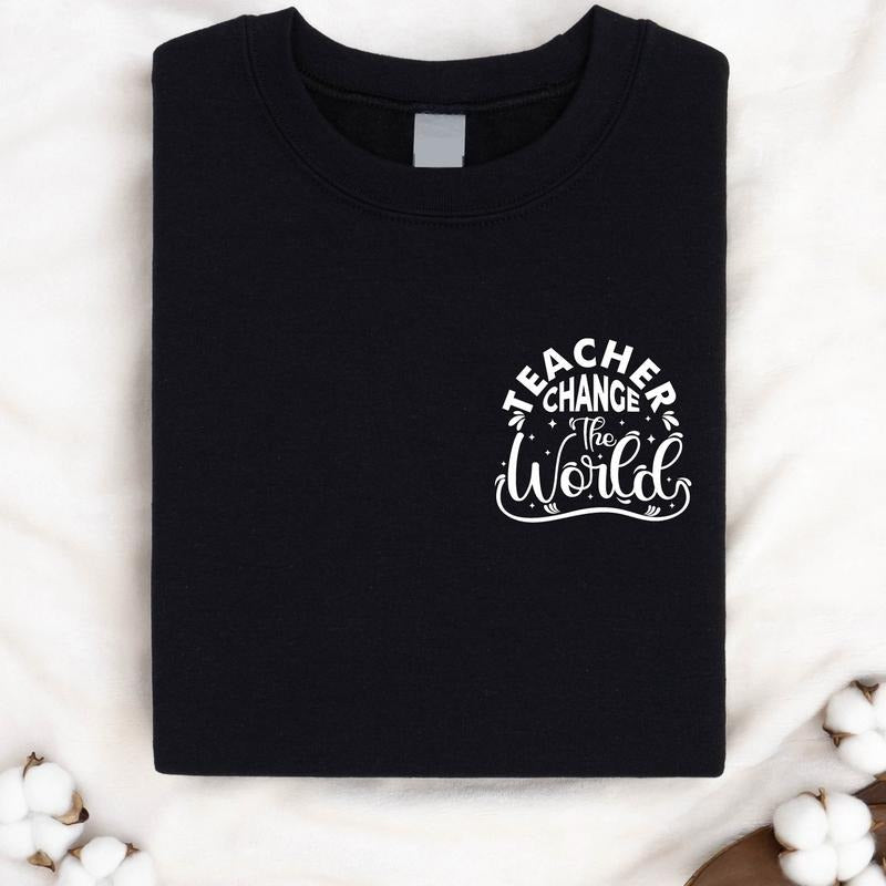 Teacher Change the World T-Shirt, Teacher's Day Gift Pocket Size Tee, Back to School, Teacher Appreciation.