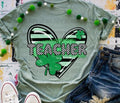 Teacher Clover Heart DTF Transfers - THIS IS NOT A SHIRT