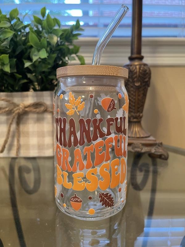 Thankful Grateful Blessed Libby Glass