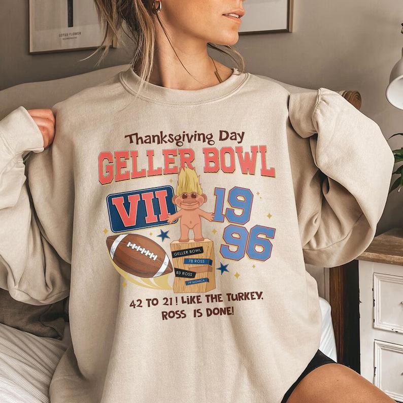 Thanksgiving Day Geller Bowl 1996 Sweatshirt, Friends Thanksgiving Sweatshirt, Geller Bowl, 90s Nostalgia, College Letters Shirt, Thanksgiving Friends Reunion, The One With The Football