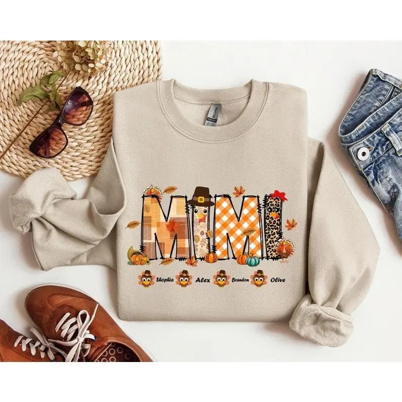 Thanksgiving Sweatshirt, Personalized Mimi Shirt, Thanksgiving Mimi Sweatshirt, Custom Name Thanksgiving Shirt, Thanksgiving Day Shirt,
