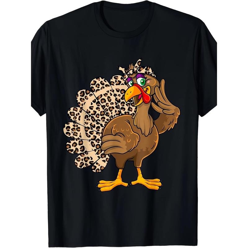Thanksgiving Turkey Men's Leopard Print Autumn T-shirt - 220g made in usa