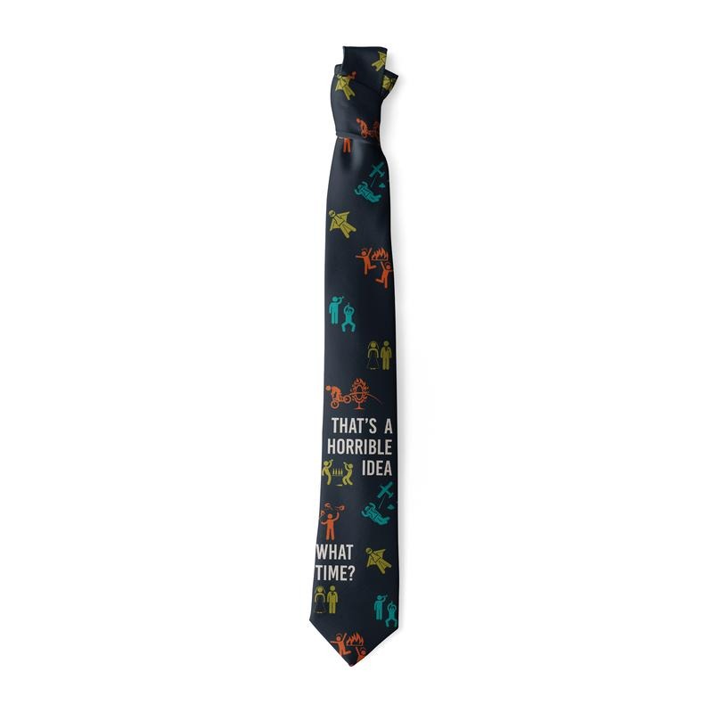 That's A Horrible Idea What Time Necktie Funny Neckties for Men Sarcastic Tie Novelty Ties for Men Funny Ties