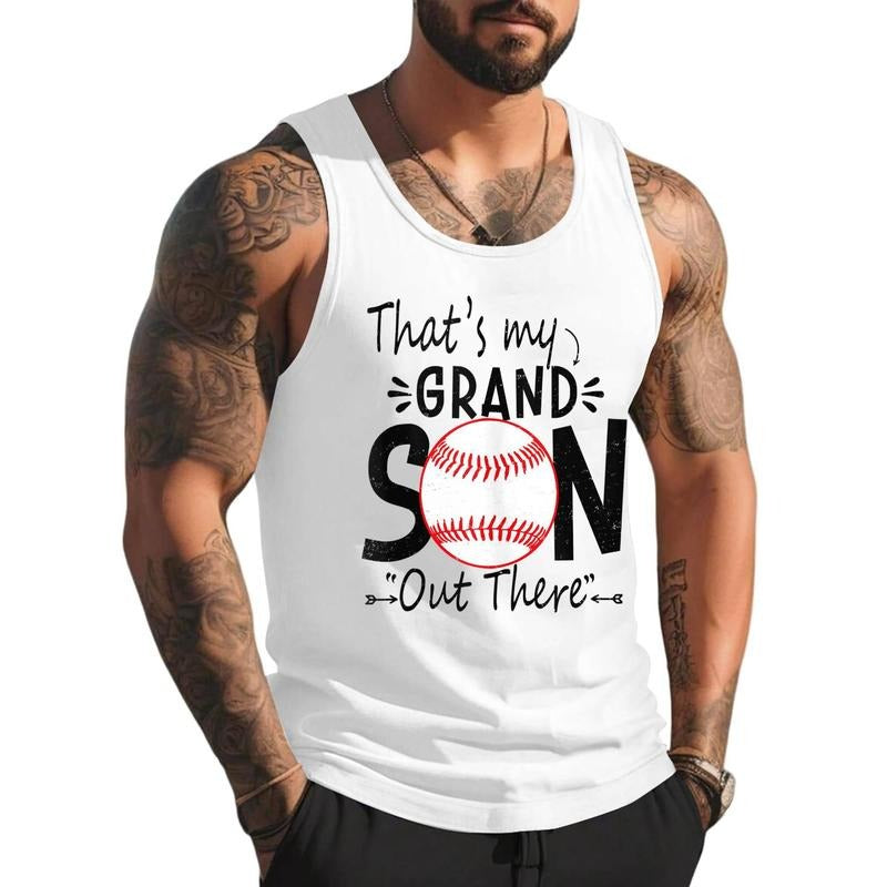 That's My Grandson Out There Baseball For Grandma Grandpa Unisex Tank Top, Cotton, Size S-3XL