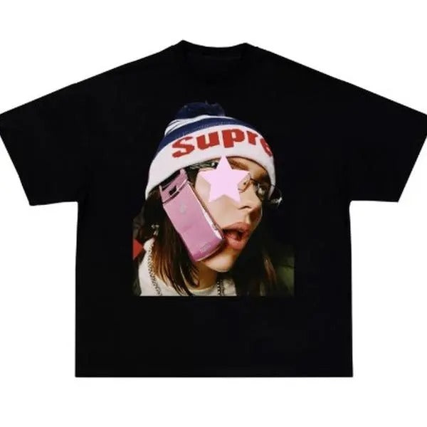 The Evolution Of A Singer T-shirt, Star Pink Graphic Shirt Cotton Fabric