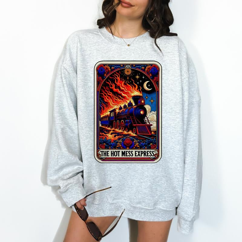 The Hot Mess Express- Unisex Crewneck Sweatshirt - Print is Sublimation, Christmas Crewneck, Gift Idea, Relaxed Fit, Casual Apparelstyle{n002}2