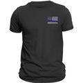 Thin Blue Line Flag Police Front Heart Side Print T-Shirt