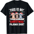 This Is My Christmas Pajama Shirt Cat Lover Meow Kitty Xmas T-Shirt Made in USA