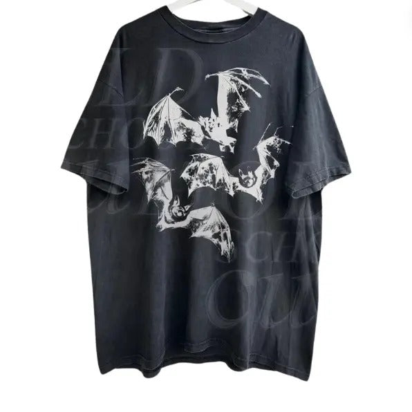 Three Bats Y2k T-Shirt, Vintage 90s Style Bat T-Shirt, Retro Gothic Shirt, Unisex Adult Grunge 2000s Graphic Shirt, Dark Art Shirt Menswear Top Underwear Man Tshirt Streetwear