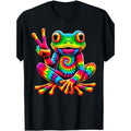Tie-Dye Cool Frog Peace Sign Hippie T-Shirt Made In USA