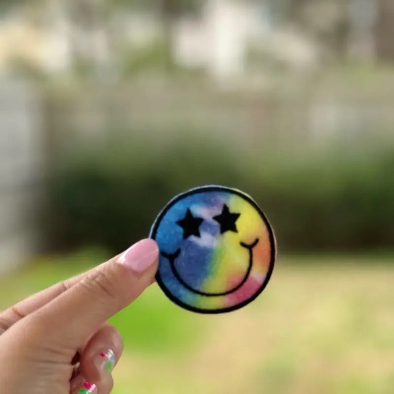 Tie Dye Smiley Face Iron On Patch