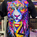 Tiger abstract Tee Cotton Casual Black