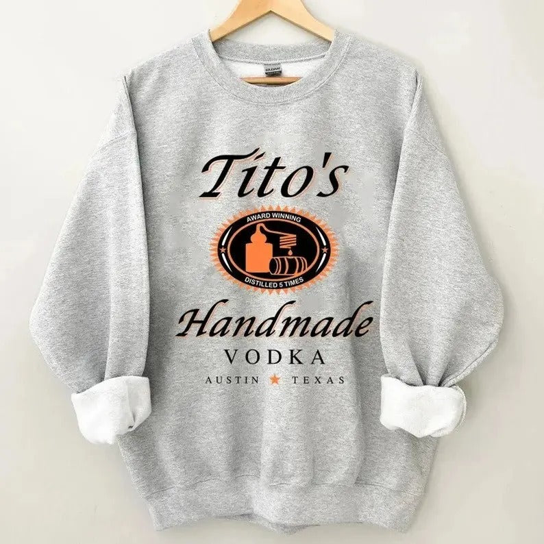 Tito Crewneck Sweatshirt Pullover Texas Spirit Enthusiast Graphic Hoodie