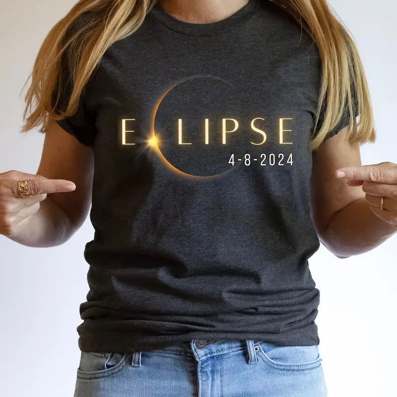 Total Solar Eclipse 2024 Shirt, April 8 2024, USA Map, Path of Totality Tee, Spring America Eclipse Souvenir Gift, Hodie and Sweater, T-Shirt