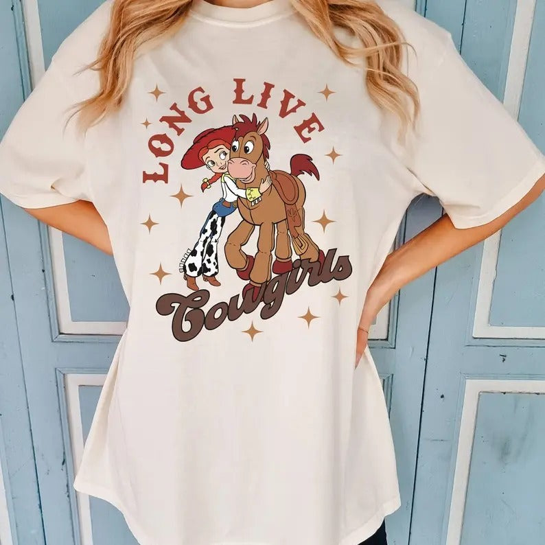 Toy Story Long live Cowgirls T Shirt Hoodie Sweater, Cute Jessie and Bullseye Long Live Cowgirls shirt, WDW Family shirt, land te