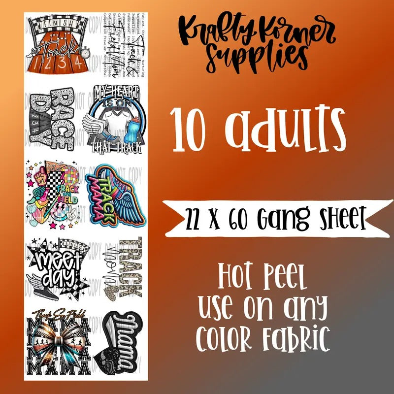 Track and Field DTF Transfer Gang Sheet, 22 x 60