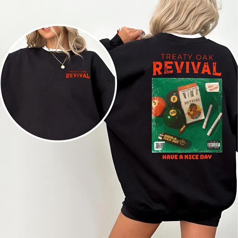 Treaty Oak Revival Sweatshirt, 2-Sided Band Merch Graphic Top, Menswear Streetwear, Casual Shirt for Music Fans