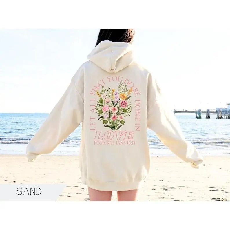 Trendy Christian Sweatshirt Merch, Coquette Bow Bible Verse Hoodie, Jesus Loves You, Aesthetic Women's Faith Apparel, Back to School Gift