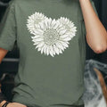 Triple Sunflower Basic Boho Casual T-shirt Comfortable Soft Short Sleeves