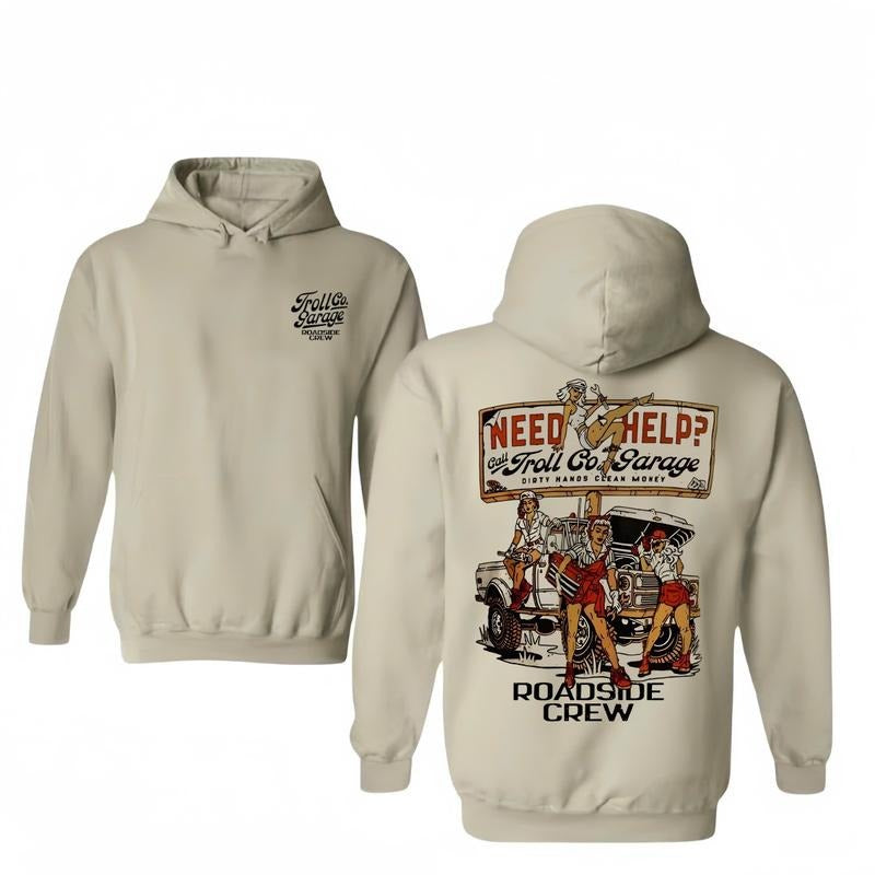 Troll Co. Roadside Hoodie/T-Shirt for Men, Hunting Outdoors T-Shirt, Casual Half Sleeve Round Neck - Tops, Pullover