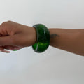 Tropic Glow Crystal Green Acrylic Bangle - Vibrant Green Design for Versatile Accessory Use