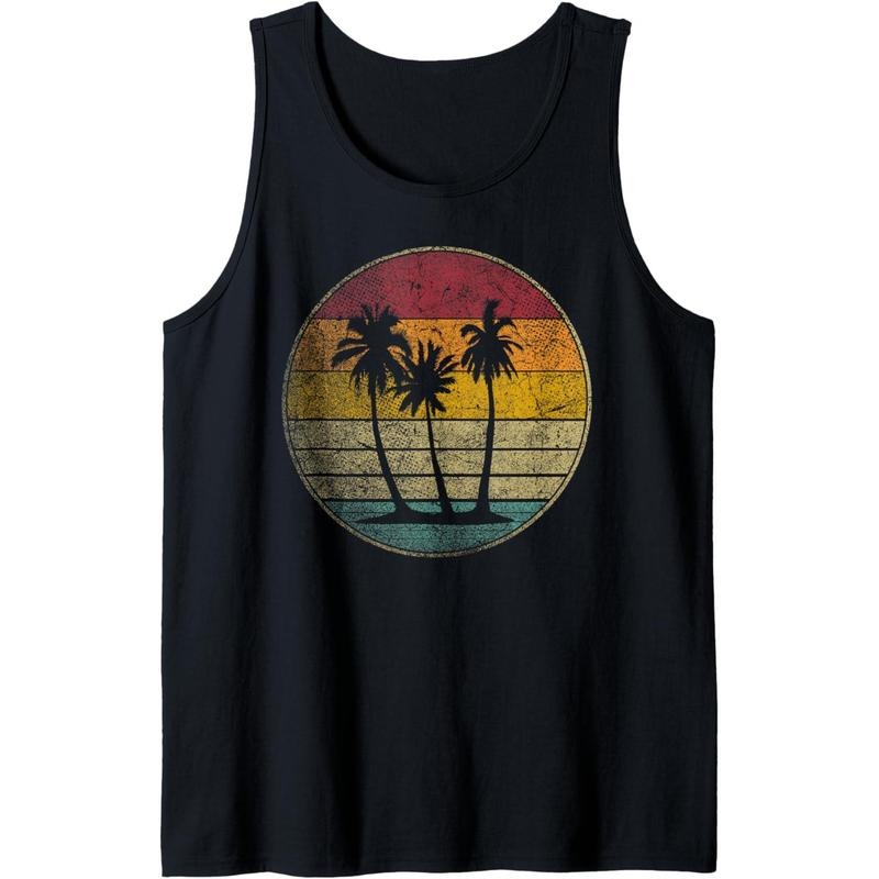 Tropical Beach Vintage Retro Style 70s 80s Tank Top made in usa