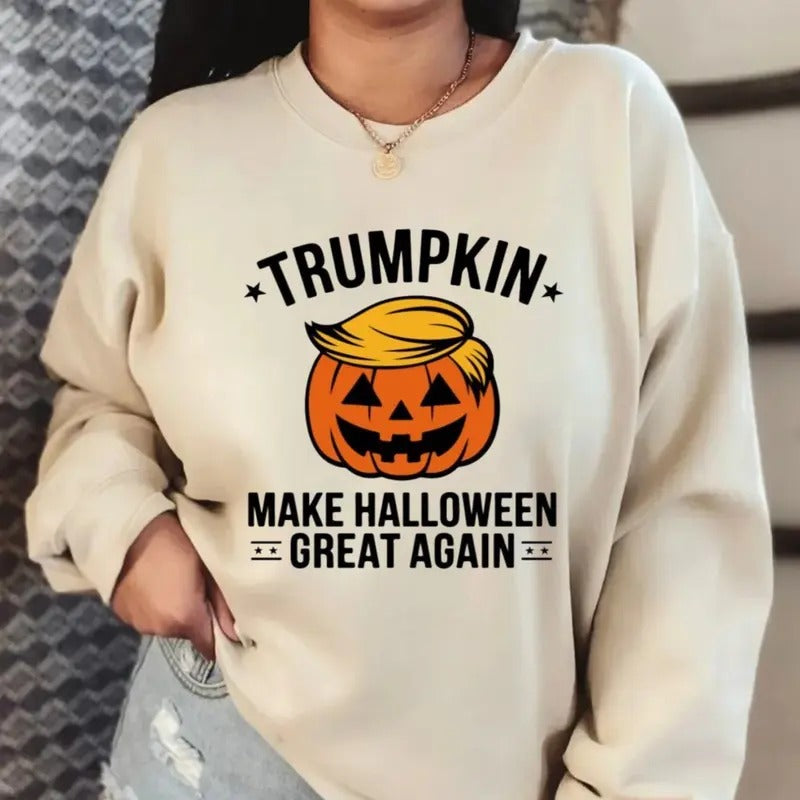 Trumkin Shirt, Trum Halloween Shirt, Trummpkin Make Halloween Great Again, Trummpkin Halloween Shirt, Halloween Trum Shirt, Unisex Long Sleeve Crewneck Shirt