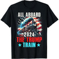 Trump 2024 All Aboard The Trump Train US American Flag T-Shirt made in usa