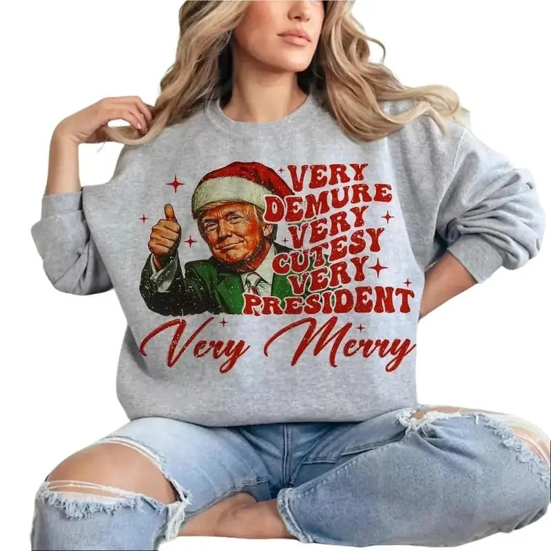 Trump Christmas - Humorous Trump Christmas T-Shirt Design Clipart Illustration, Trump xmas,Unisex Crewneck