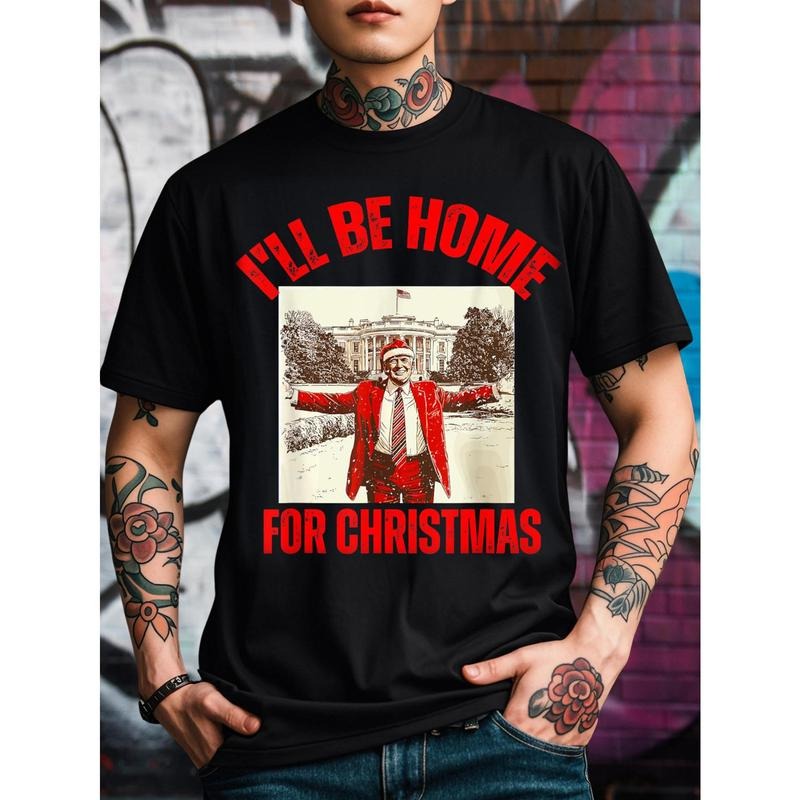 Trump Daddys Home White House 2024-president trump daddy's Men's T Shirt Trump Voting Shirt for Men Donald Trump 2024 Voting for President T-Shirt Shirt Crew Neck Cotton T Shirt Tee Christmas Gift for Family Husband Dad Grandpa Made in USA