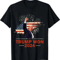 Trump Won 2024 Election President 47 th American Flag T-Shirt
