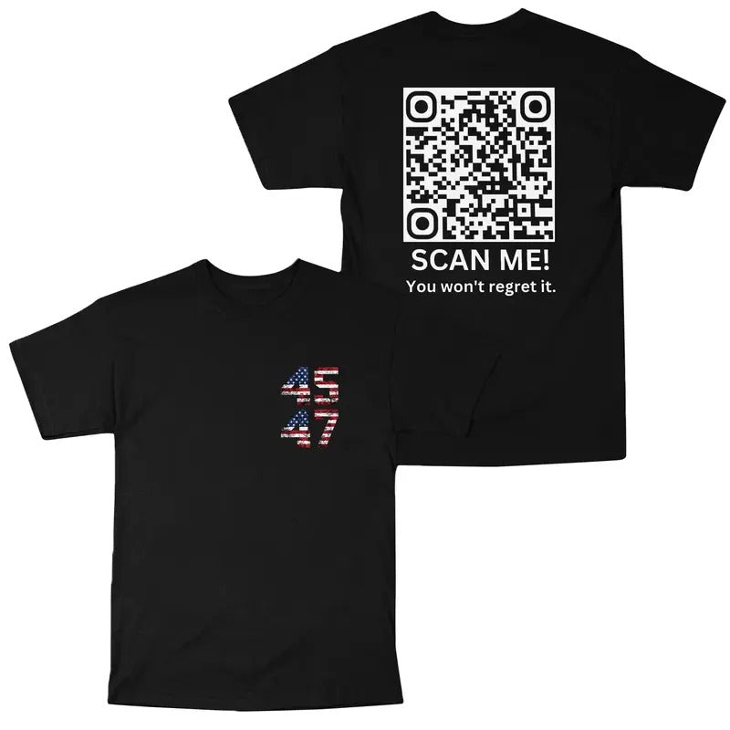 Trump YMCA QR Code Dance Shirt, Trump 2024 Shirt, Trump Vance 45 47 Shirt for Men Women Two Sides MAGA