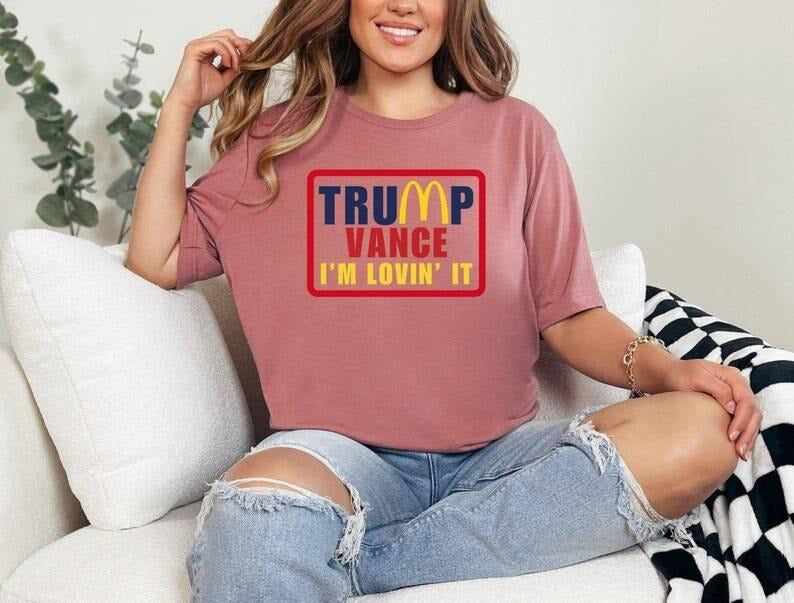 Truump 2024 at McDonalds Patriotic Shirt, Funny Donald Truump Shirt , Trummp Support Cotton Crewneck For Womenswear Fabric Fit